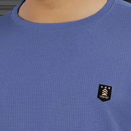 vebnor Men Solid Round Neck Polyester Blue T-Shirt image 3