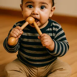 avax Neem Wood Teethers for Baby Set of 6 | for 3 Months Baby. Teether and Feeder image 5