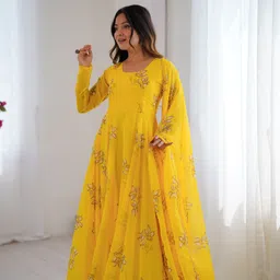 s2dclothing Printed Georgette Stitched Anarkali Gown image 2