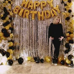 party midlinkerz Solid Happy Birthday Balloons Decoration Kit 45 Pcs, 1 set of silver 13Pcs "Happy Birthday" alphabet foil balloons and 30Pcs Golden, Black and Silver MetallicSet with 2Pcs of Silver Foil for Husband Kids Boys Balloons Decorations Items Combo with Helium Letters Foil Balloon Banner, Latex Metallic Balloons Balloon (Multicolor, Pack of 45)-picture-12