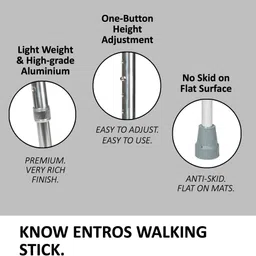 entros Premium Hight Adjustable Aluminum Single L-Shaped Folding Walking Stick - KL920L (Silver) Walking Stick image 3