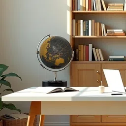 royaloak Decorative World Globe Aluminum Frame Wooden Base image 1