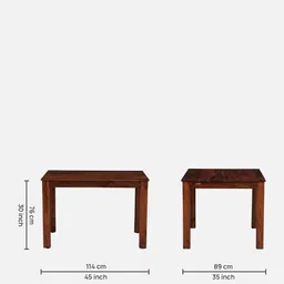 woodsworth from pepperfry Marin Sheesham Wood 4 Seater Dining Table in Scratch Resistant Honey Oak Finish image 2