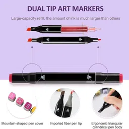 wynhard Color Marker Set 48 Pcs Marker Pen Set Alcohol Markers for Drawing Sketch Pen image 2