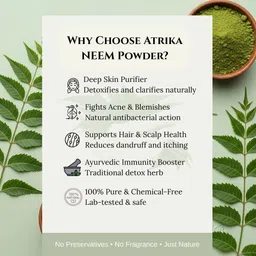 atrika 100% Pure Neem Powder | For Acne Control, Skin Detox & Scalp Health image 3