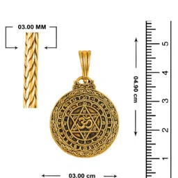 rappersshop Gold-Plated Shri Yantra Om Pendant Locket With Chain Gold-plated Stainless Steel Pendant Set image 3