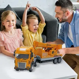 shipease Friction Power Construction Transport Truck for Kids Crane Toy with Light Music image 4