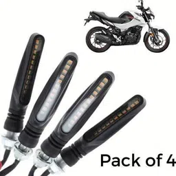 aksmit Front, Rear, Side LED Indicator Light for TVS, Bajaj, Kawasaki, Hero, KTM, Honda Glamour FI, Dream Neo, Splendor NXG, Pulsar 200NS, Sling Shot, Universal For Bike image 2