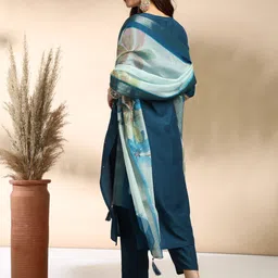 mokosh Women Silk Blend Kurta Pant Dupatta Set image 2