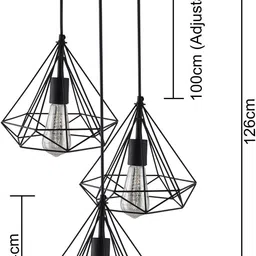 homesake Black Hanging Light 3Diamond Cluster-Modern Ceiling Pendant Light for Home Decor Ceiling Light Ceiling Lamp image 5