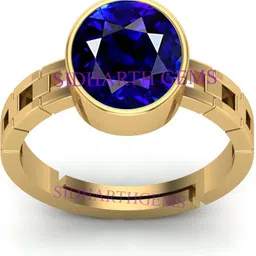 sidharth gems 7.25 Ratti 6.25 Carat Natural Blue Sapphire Neelam Gold Gemstone Ring Brass Sapphire Rhodium Plated Ring-picture-30