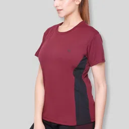 white moon Pack of 2 Women Colorblock Round Neck Polyester Multicolor T-Shirt image 3