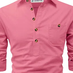 crowntail Men Solid Pure Cotton A-line Kurta image 4