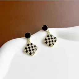 rishastyle Black and creamy white combination korean temperment shining earrings Zircon Alloy Drops & Danglers-picture-21