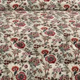 Furnistitchs Premium Glace Cotton Zipper Duvet Cover/Comforter Cover/Rajai Cover/Blanket Cover/Quilt Cover King Size 90"X100" Inches-(90 X 100 Inches With 2 Pillow Covers,Cream Flowers), 180 TC image 3