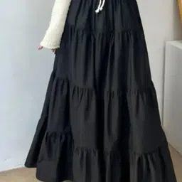 skrit Women Solid A-line Black Skirt image 2