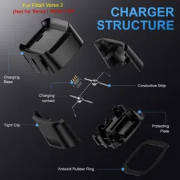 Speeqo Charger Dock Cable Compatible with Fitbit Versa 2 charging cable black Charging Pad image 5