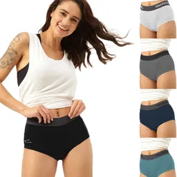 freecultr Pack of 5 Women Bikini White, Light Blue, Black, Blue, Grey Panty-picture-19