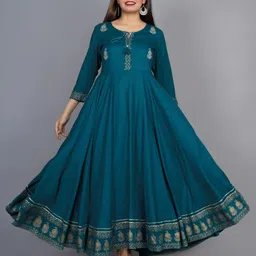 deepcreek Embroidered Viscose Rayon Stitched Anarkali Gown-picture-10