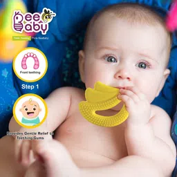 beebaby Banana Shape Silicone Teether for Baby with Carry Case, BPA Free, 3M+, Yellow Teether image 5