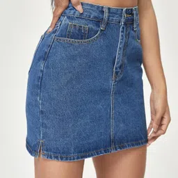 kotty Women Solid A-line Blue Skirt image 4