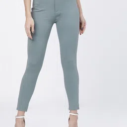 tokyo talkies Women Slim Fit Grey Viscose Rayon Trousers-picture-16