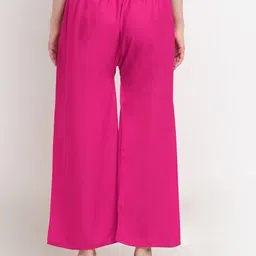 style access Women Flared Pink Viscose Rayon Trousers image 2