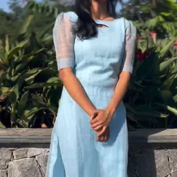 shree textiles Women Solid Organza A-line Kurta image 4