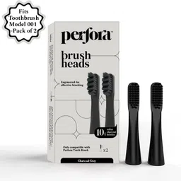 Perfora Charcoal Grey BrushHeads|Pack of 2|Smooth & Flexible Bristles Brush Heads Pack of 2 For Model V1 Electric Toothbrush-picture-22