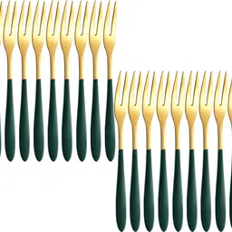 besillia Stainless Steel Forks Set for Home, Kitchen and Restaurant (Green, 20 Pcs) Stainless Steel Dessert Fork Set-picture-38