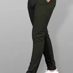 combraided Men Slim Fit Green Lycra Blend Trousers image 3