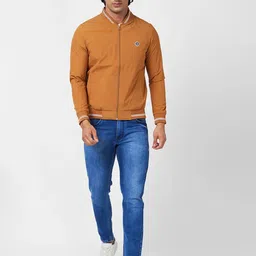 spykar MEN'S SHELL JACKET WITH CONTRAST RIB TIPPING & BRANDED LABEL AT CHEST Men Solid Puffer Jacket image 2