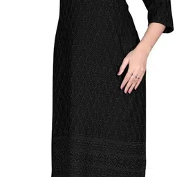 lavyaa fashion Women Chikan Embroidery, Embellished, Embroidered Chanderi Straight Kurta image 3