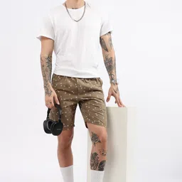 Printed Men Beige Gym Shorts, Cycling Shorts, Boxer Shorts, Bermuda Shorts-image-5