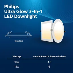 philips 15W UltraGlow Round 3in1 LED Downlighter, Pack of 3 Downlighter Ceiling Light Ceiling Lamp image 4