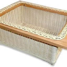 limra Plastic PVC Wicker Basket Modular Kitchen Pull Out Basket for Onion, Potato 22x20x6(pvc) Storage Basket image 2