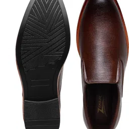 zixer Genuine Synthetic Leather Office Brown Formal Shoes For Men Branded Without Lace Derby For Men image 5