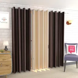 galaxy home decor 153 cm (5 ft) Window Polyester Semi Transparent Curtain (Pack Of 3) image 1
