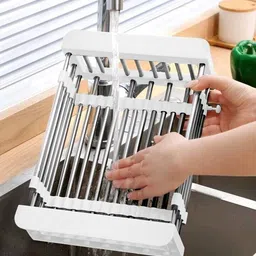 lipka Fruits/Vegetables Kitchen Rack Adjustable Vegetable Basket for Kitchen Sinks Steel image 4