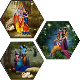 glpri Radha Krishna Hexagon Digital Reprint 17 inch x 17 inch Painting image 1