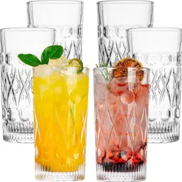 (Pack of 6) Premium Crystal Cut Tall Highball Glass Tumblers, Juice, Beer Glass Set Glass Set Water/Juice Glass-image-54