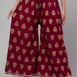 fambee Women Flared Maroon Viscose Rayon Trousers-picture-17