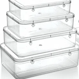 eos Transparent Plastic Storage Box Organizer Rectangle small Size (Pack of 6) Storage Box image 2