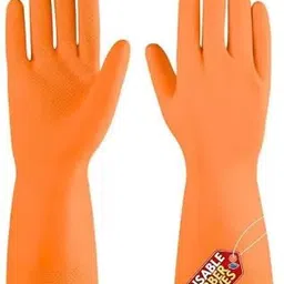 7shield 1 Pair Orange Rubber Gloves – Waterproof, Reusable, for Kitchen & Household Rubber Safety Gloves-picture-39