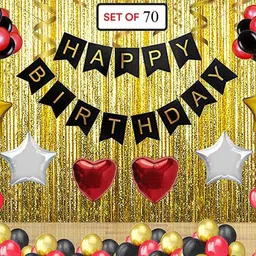 ar giftzadda Solid Happy Birthday Decoration Combo Happy Birthday Banner - Gold Foiled Fringe Curtain - Foil Balloons - Latex Balloons Birthday Party Decoration Photo Props Balloon-picture-19