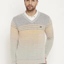 duke Men Self Design V Neck Multicolor Sweater-picture-20