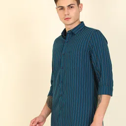 allen solly Men Super Slim Fit Striped Button Down Collar Casual Shirt image 2