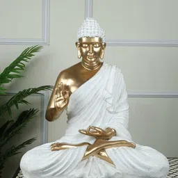 casacraft from pepperfry Serene Seated Gold Buddha Statue Elegant Decorative Idol (Gold) image 1