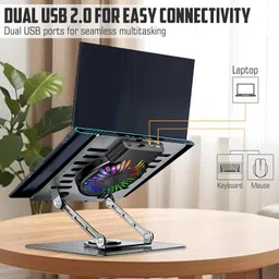 CLAM 9629597491 Steel Floor and Desk Stand Rotatable Laptop Stand with Adjustable Height Compatible with 26 - 35 cm Laptops-picture-10