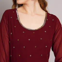 poshak hub Women Embroidered Georgette Anarkali Kurta image 4